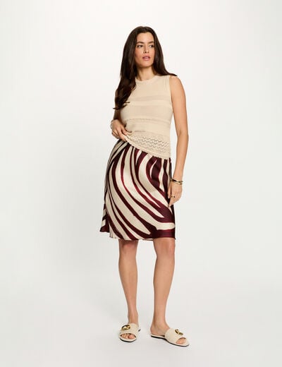 Jupe mi-longue satin&eacute;e multicolore femme