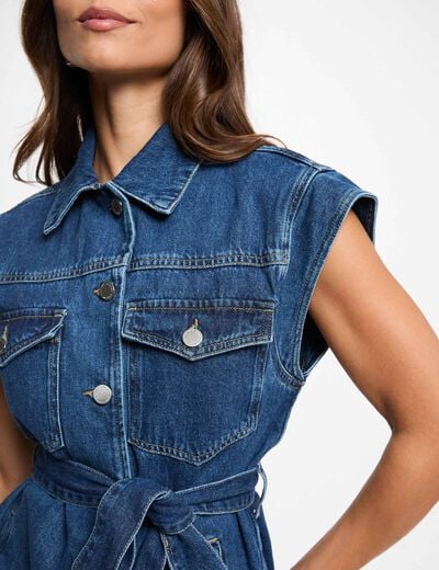 Veste sans manches jean denim brut femme
