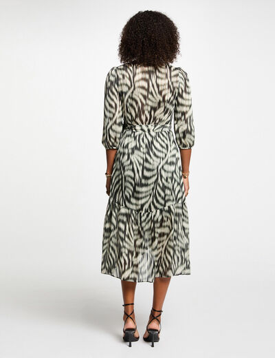 Robe midi évasée imprimée multicolore femme