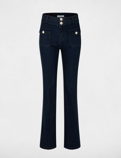 Bootcut jeans met hoge taille ruw denim vrouw