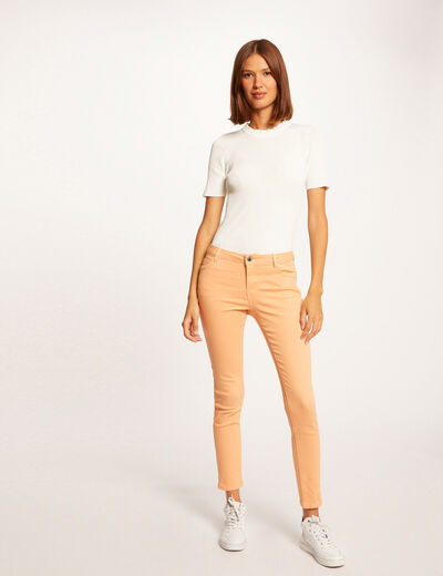 Jeans skinny taille basse orange clair femme