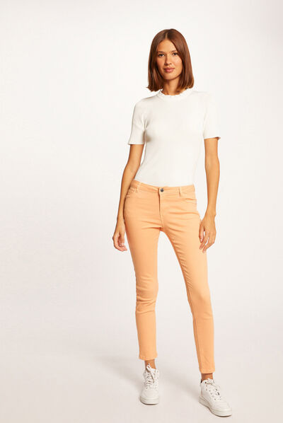Skinny jeans met lage taille lichtoranje vrouw
