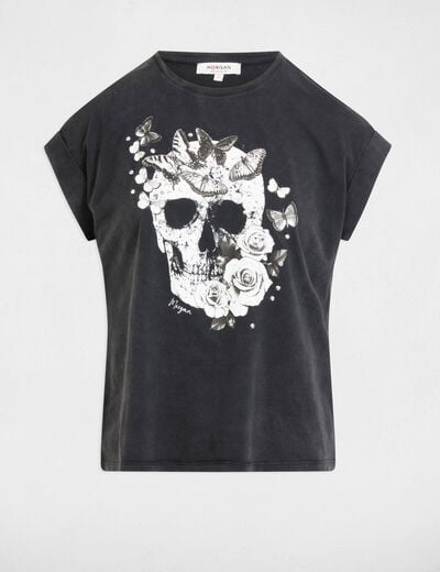 T-shirt manches courtes gris foncé femme