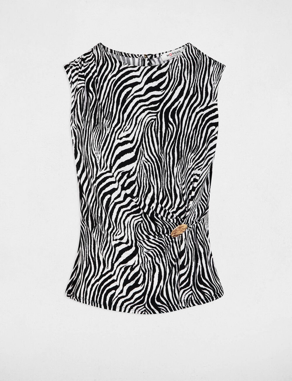 Getailleerd mouwloos T-shirt meerkleurig vrouw