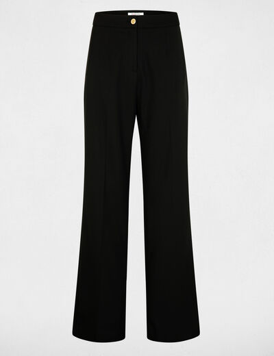 Flare broek met plooien zwart vrouw