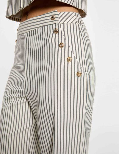Pantalon large rayé multicolore femme