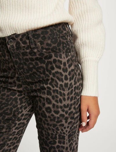 Jeans skinny imprimé léopard multico femme
