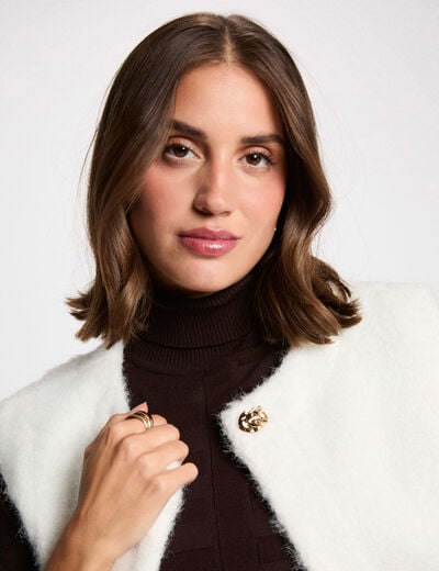 Veste sans manches ivoire femme