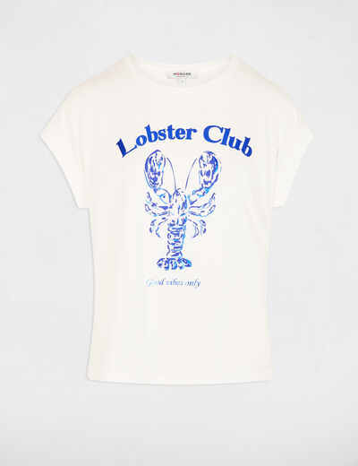 T-shirt droit col rond blanc femme