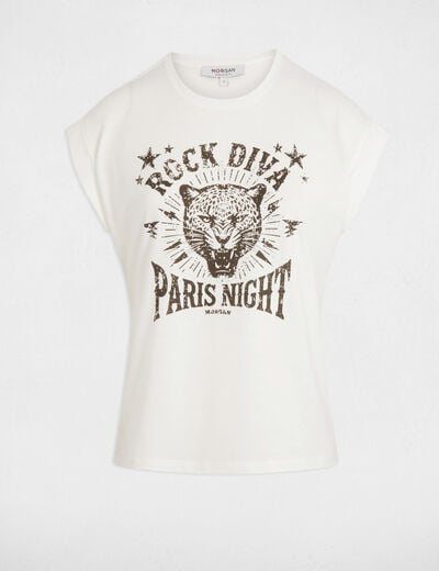 T-shirt à inscription blanc femme