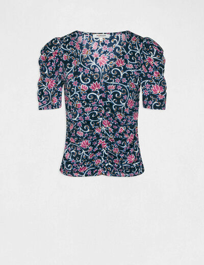 T-shirt met korte mouwen en bloemenprint meerkleurig vrouw