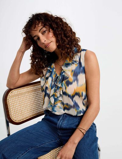 Mouwloze blouse meerkleurig vrouw