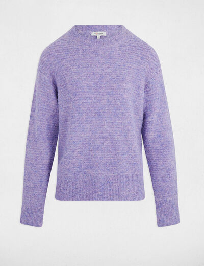 Pull court col rond parme femme