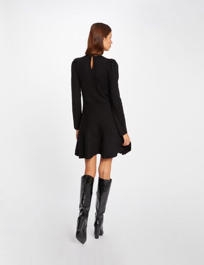 Robe pull trap&egrave;ze avec boutons noir femme