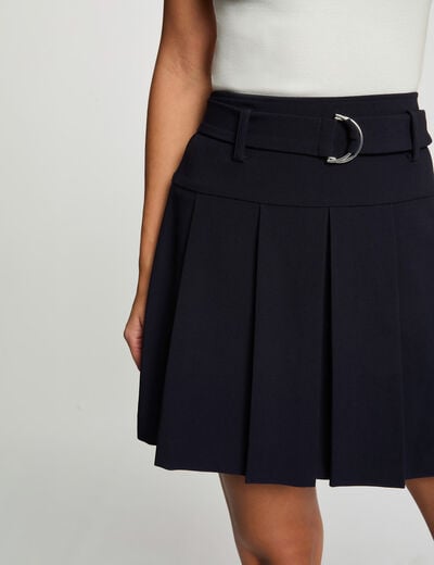 Geplooide korte rok marineblauw vrouw