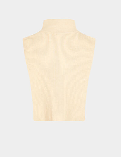 Poncho col zippé ivoire femme