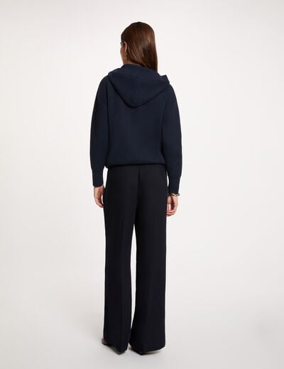 Pantalon slim taille haute bleu marine femme