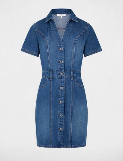 Korte aansluitende jeansjurk jean stone vrouw