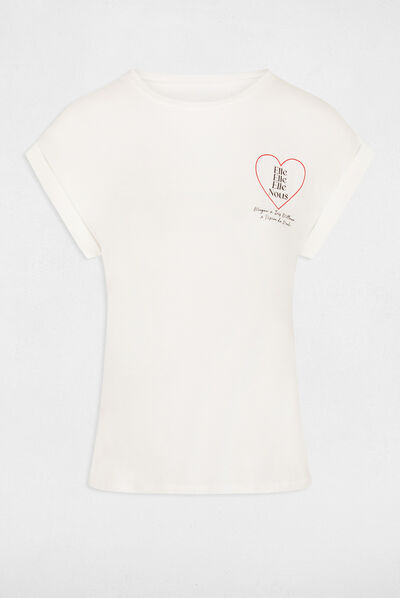 T-shirt met korte mouwen en opschrift ecru vrouw