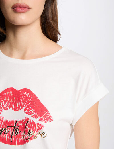T-shirt à inscription blanc femme