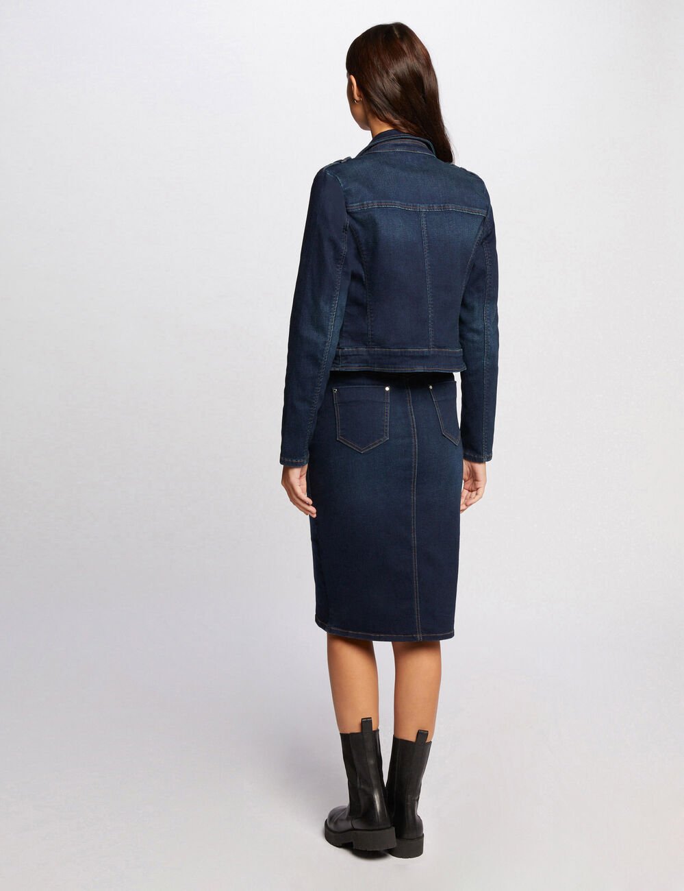 Jupe longueur genou en jean jean brut femme