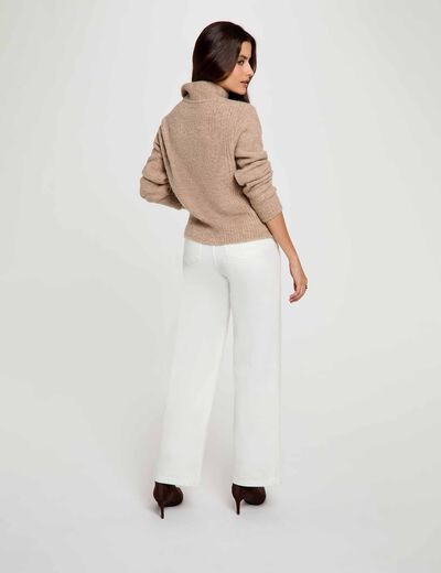 Trui met opstaande kraag medium beige vrouw
