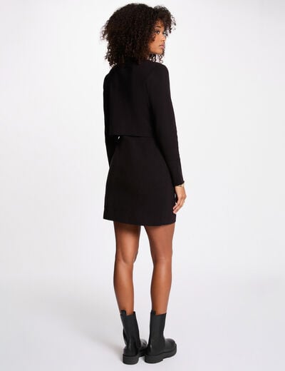 Robe courte effet 2-en-1 noir femme