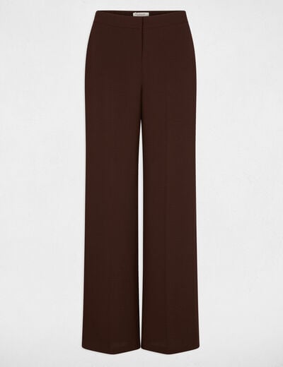 Pantalon large fluide marron fonc&eacute; femme