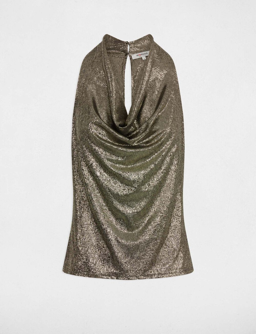 T-shirt col bénitier jaune or femme