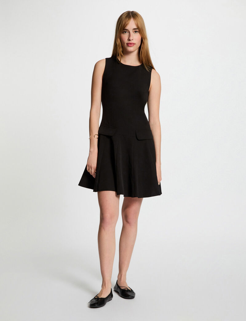 korte jurk met trapeziumvorm zwart vrouw Korte jurk met trapeziumvorm zwart vrouw