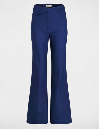 Flare broek met plooien marineblauw vrouw