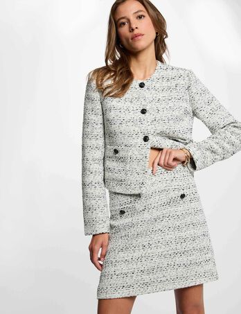 Korte tweed rok ivoor vrouw