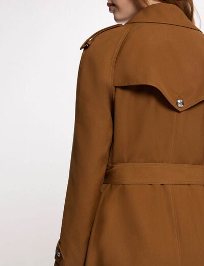 Lange trench met ceintuur camel vrouw