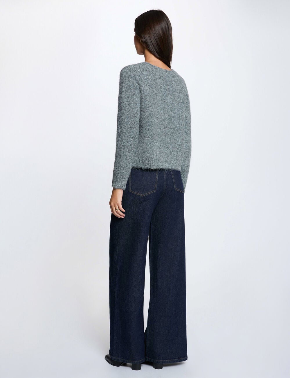 Vest met ronde hals gris clair vrouw
