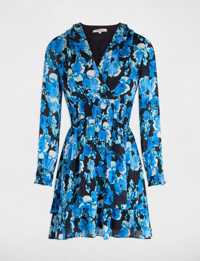 Robe courte cintrée imprimée multicolore femme