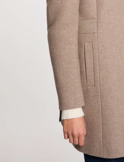 Manteau ajusté strass beige femme