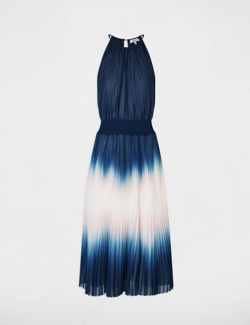 Robe longue pliss&eacute;e multicolore femme