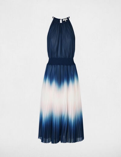 Robe longue pliss&eacute;e multicolore femme