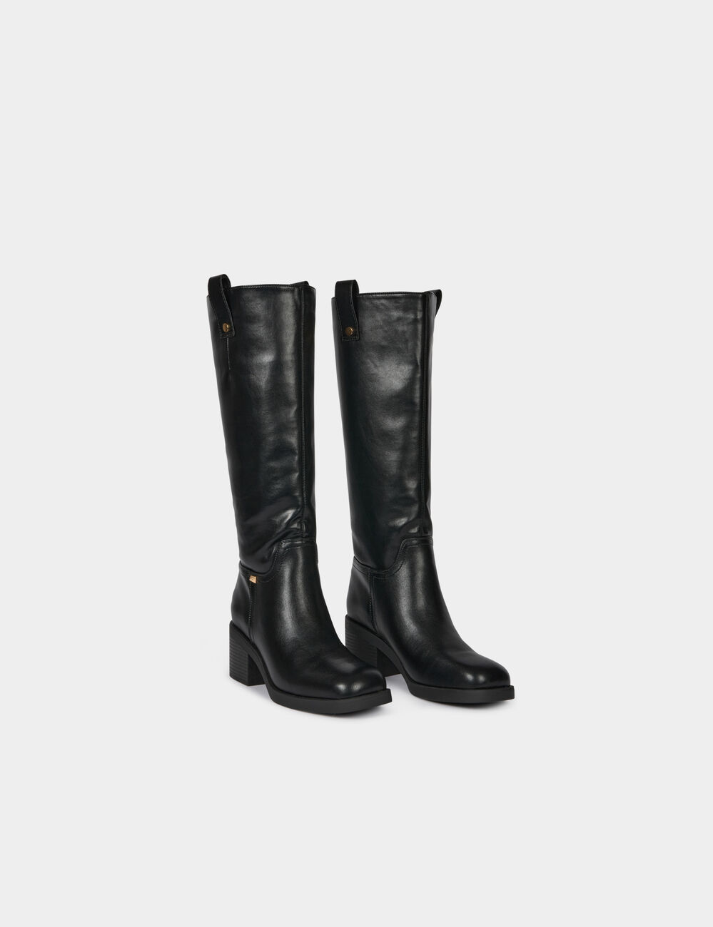 Botte à talon similicuir noir femme