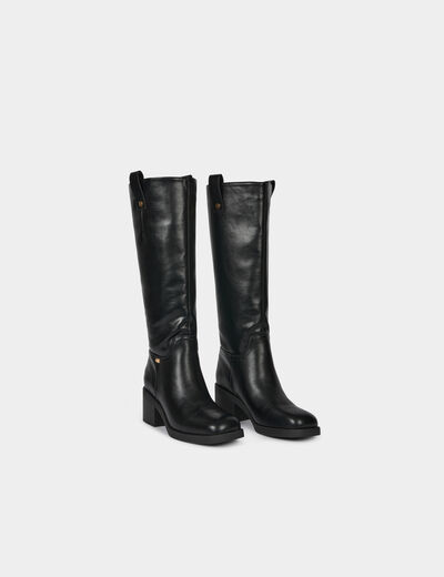 Botte à talon similicuir noir femme