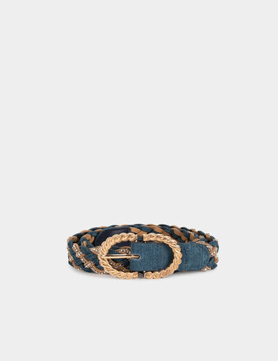Ceinture en jean tressée denim stone femme