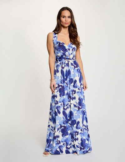 Lange jurk met hartvormige hals meerkleurig vrouw