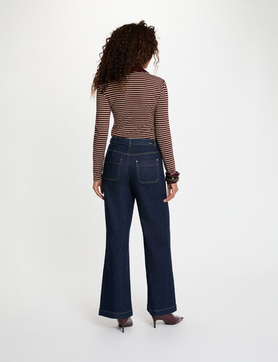 Polo manches longues ray&eacute; bordeaux femme