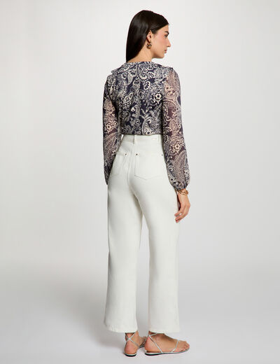 Chemise voile col v blanc femme