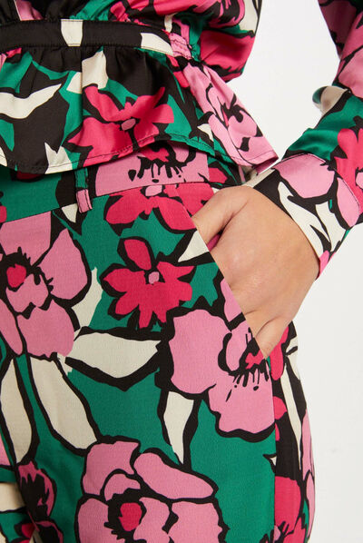 Rechte broek met bloemenprint meerkleurig vrouw