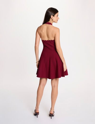 Robe tricot &eacute;vas&eacute;e sans manches bordeaux femme