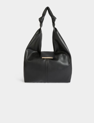 Sac demi-lune à noeuds noir femme