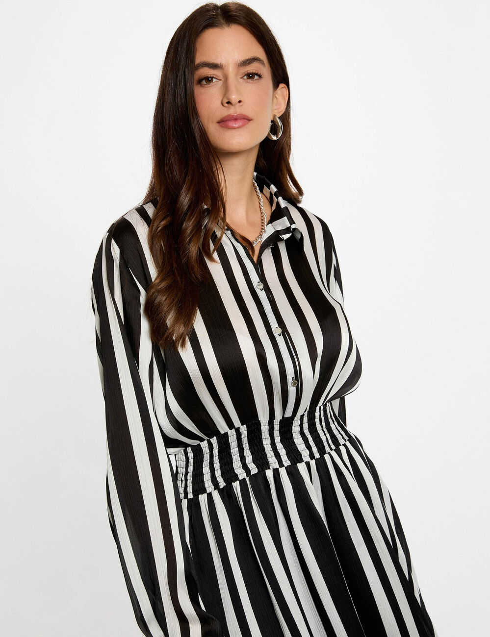 Robe droite rayée asymétrique multicolore femme