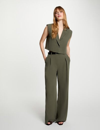 Hoge taille brede broek brons vrouw