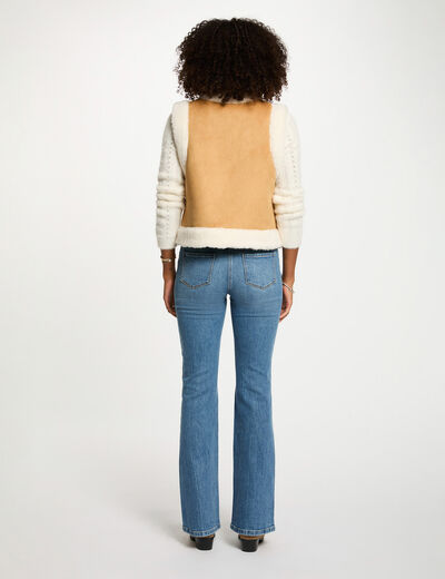 Veste droite sans manches camel femme